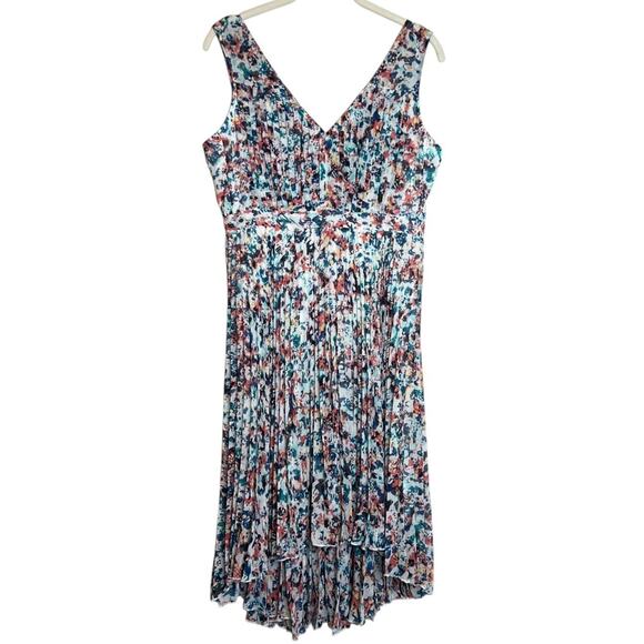 Anthropologie Plenty by Tracy Reese Dress 6P Morgan Multi Speckle Pleated Hi Low - Picture 1 of 8